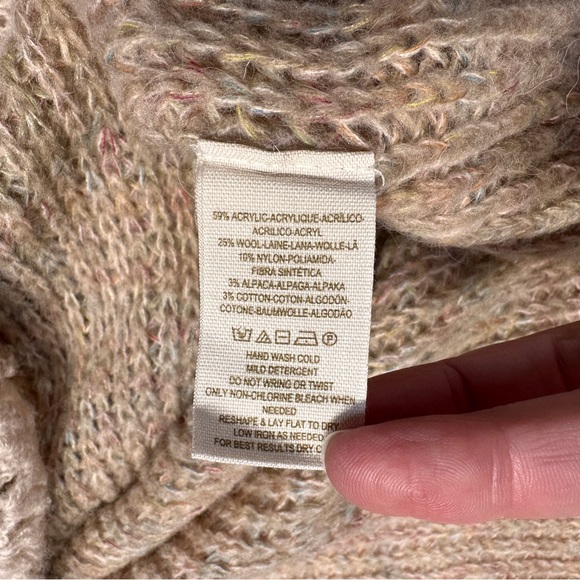 Free People Merci Hooded Wool Blend Crochet Tunic Sweater Size M Boho Festival - Picture 15 of 15